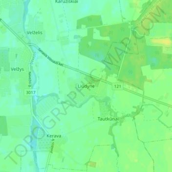 Liūdynė topographic map, elevation, terrain