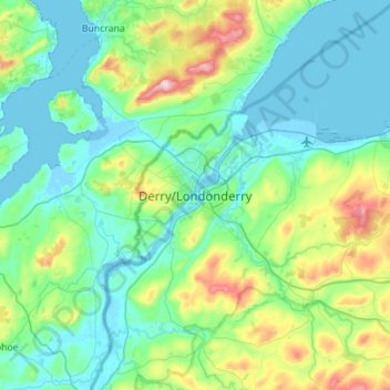 Derry/Londonderry topographic map, elevation, terrain