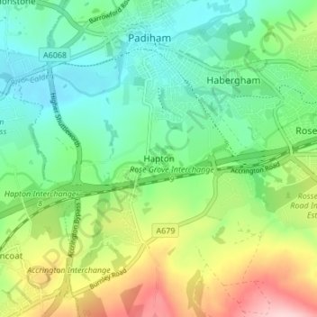 Hapton topographic map, elevation, terrain