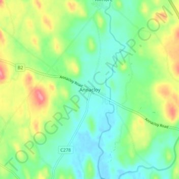 Annacloy topographic map, elevation, terrain