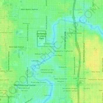 Riverside West topographic map, elevation, terrain