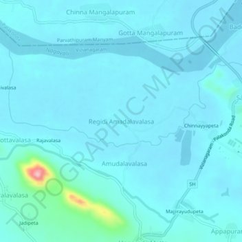 Regidi Amadalavalasa topographic map, elevation, terrain
