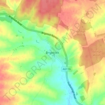 Brigstock topographic map, elevation, terrain