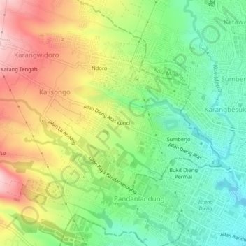 Kunci topographic map, elevation, terrain