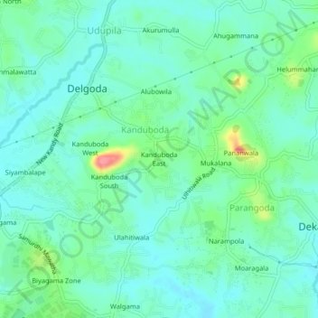 Kanduboda East topographic map, elevation, terrain