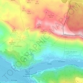 Petrovo Selo topographic map, elevation, terrain