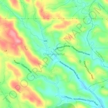 Chamampathal topographic map, elevation, terrain