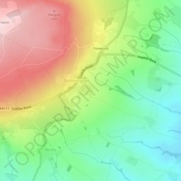 Doddington Heights topographic map, elevation, terrain