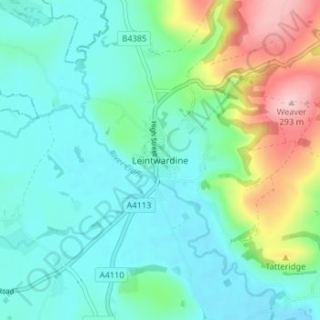 Leintwardine topographic map, elevation, terrain