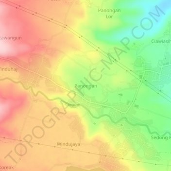 Panongan topographic map, elevation, terrain