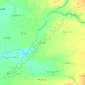 Kolang topographic map, elevation, terrain