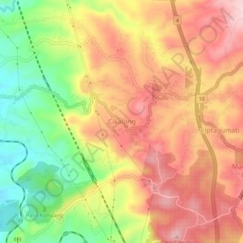 Cikalong topographic map, elevation, terrain