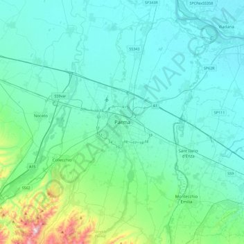 Parma topographic map, elevation, terrain