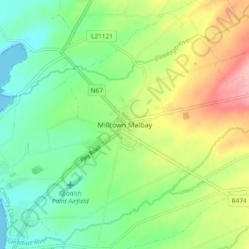 Miltown Malbay topographic map, elevation, terrain
