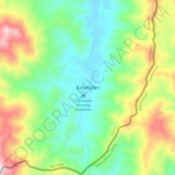 Ba'kelalan topographic map, elevation, terrain