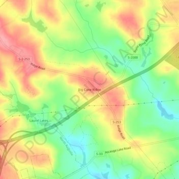 Big Cone Ridge topographic map, elevation, terrain