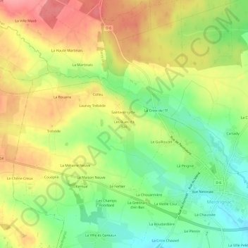 Les Rues d'à Bas topographic map, elevation, terrain