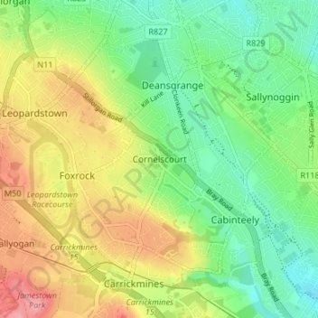 Cornelscourt topographic map, elevation, terrain