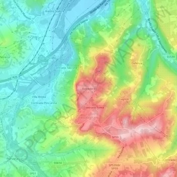Belvedere topographic map, elevation, terrain