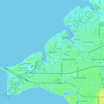 Bayview topographic map, elevation, terrain