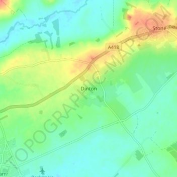 Dinton topographic map, elevation, terrain