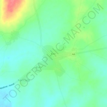 Kati topographic map, elevation, terrain