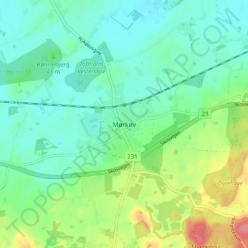 Mørkøv topographic map, elevation, terrain