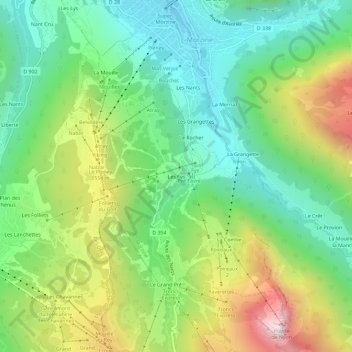 Les Fys topographic map, elevation, terrain