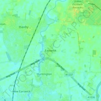 Earswick topographic map, elevation, terrain