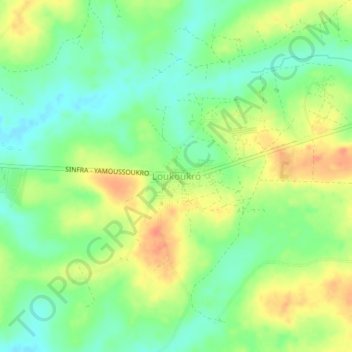 Loukoukro topographic map, elevation, terrain