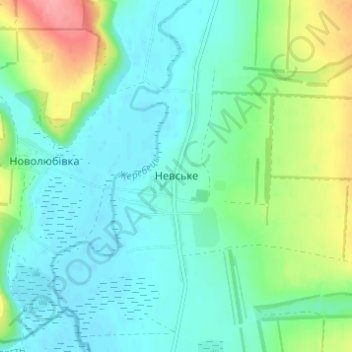 Nevske topographic map, elevation, terrain