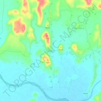 Çatallar topographic map, elevation, terrain