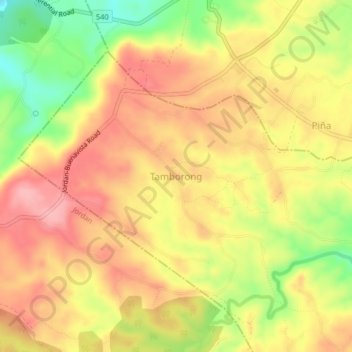 Tamborong topographic map, elevation, terrain