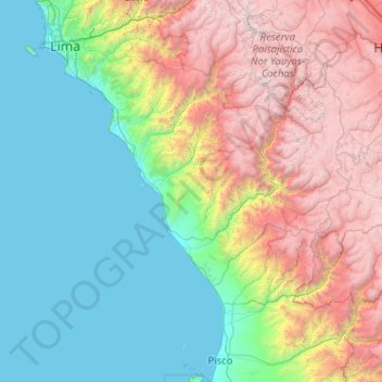 Cañete topographic map, elevation, terrain