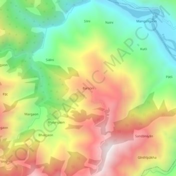 Barsūri topographic map, elevation, terrain