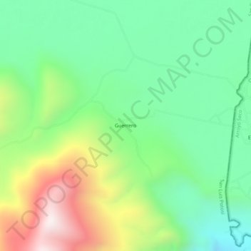 Guerrero topographic map, elevation, terrain