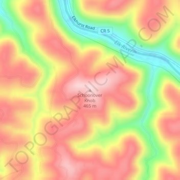 Schoonover Knob topographic map, elevation, terrain