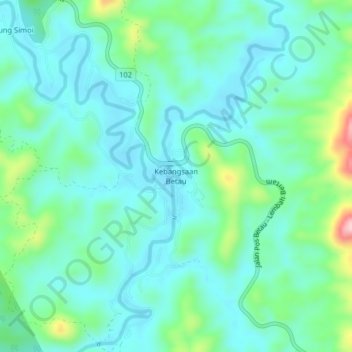 Kebangsaan Betau topographic map, elevation, terrain