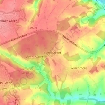 Penn Street topographic map, elevation, terrain