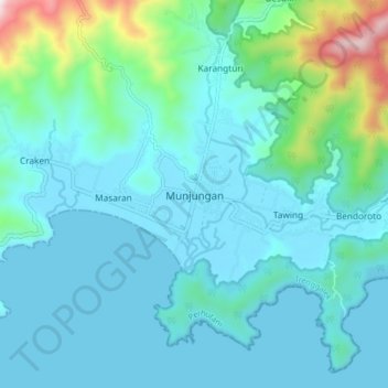 Munjungan topographic map, elevation, terrain