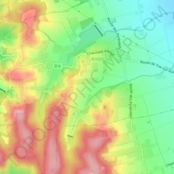Cautères topographic map, elevation, terrain