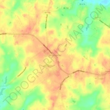 Montpelier topographic map, elevation, terrain