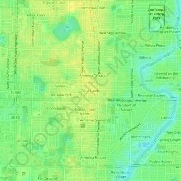 Bour Lands topographic map, elevation, terrain