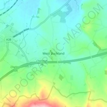 West Buckland topographic map, elevation, terrain