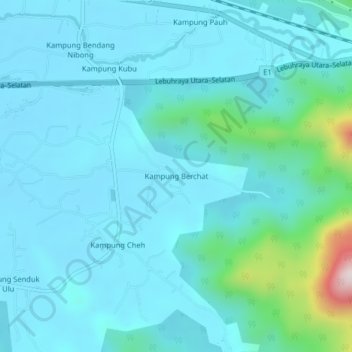 Kampung Berchat topographic map, elevation, terrain