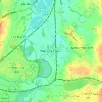 Whitacre Heath topographic map, elevation, terrain