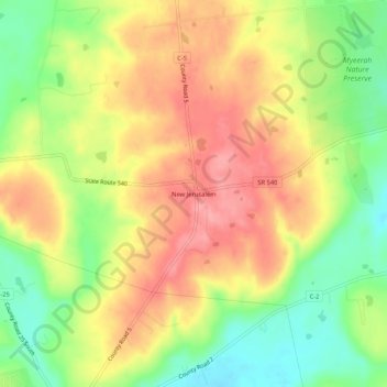 New Jerusalem topographic map, elevation, terrain
