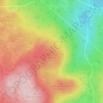 Alperna topographic map, elevation, terrain