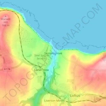 Skinningrove topographic map, elevation, terrain