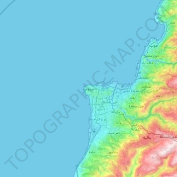 Beirut topographic map, elevation, terrain